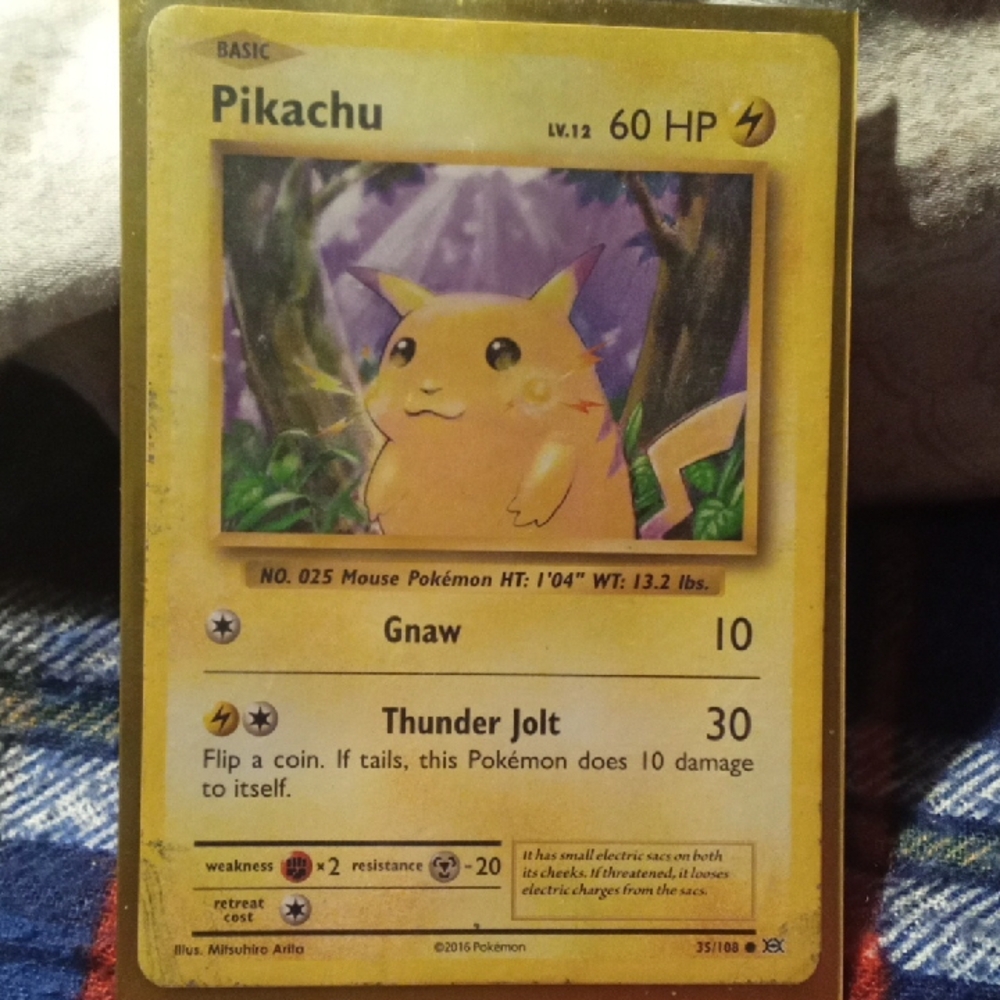 Nintendo Pikachu Trading Card - Yellow and Purple